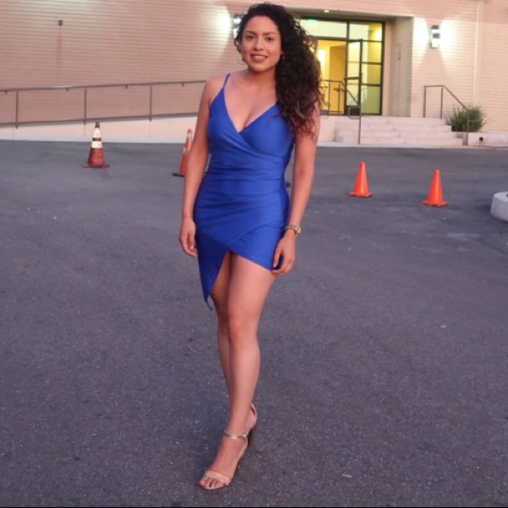 Blue asymmetrical dress